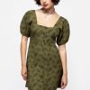 Clothing ISL1 | Mortmoth Print Puff Sleeve Mini Dress - Green