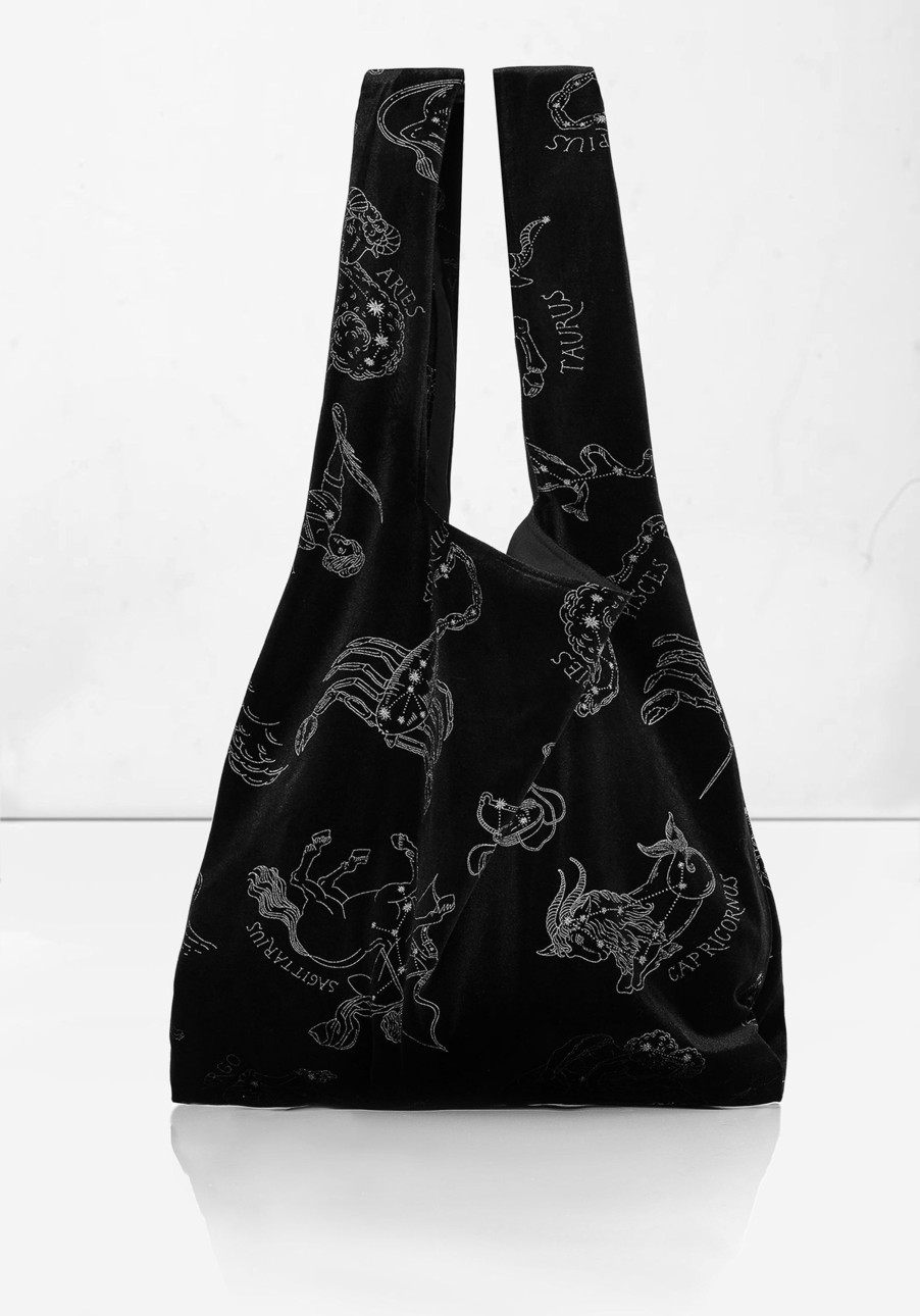 Accessories & Footwear LVT1 | Zodiac Foil Print Velour Tote Bag