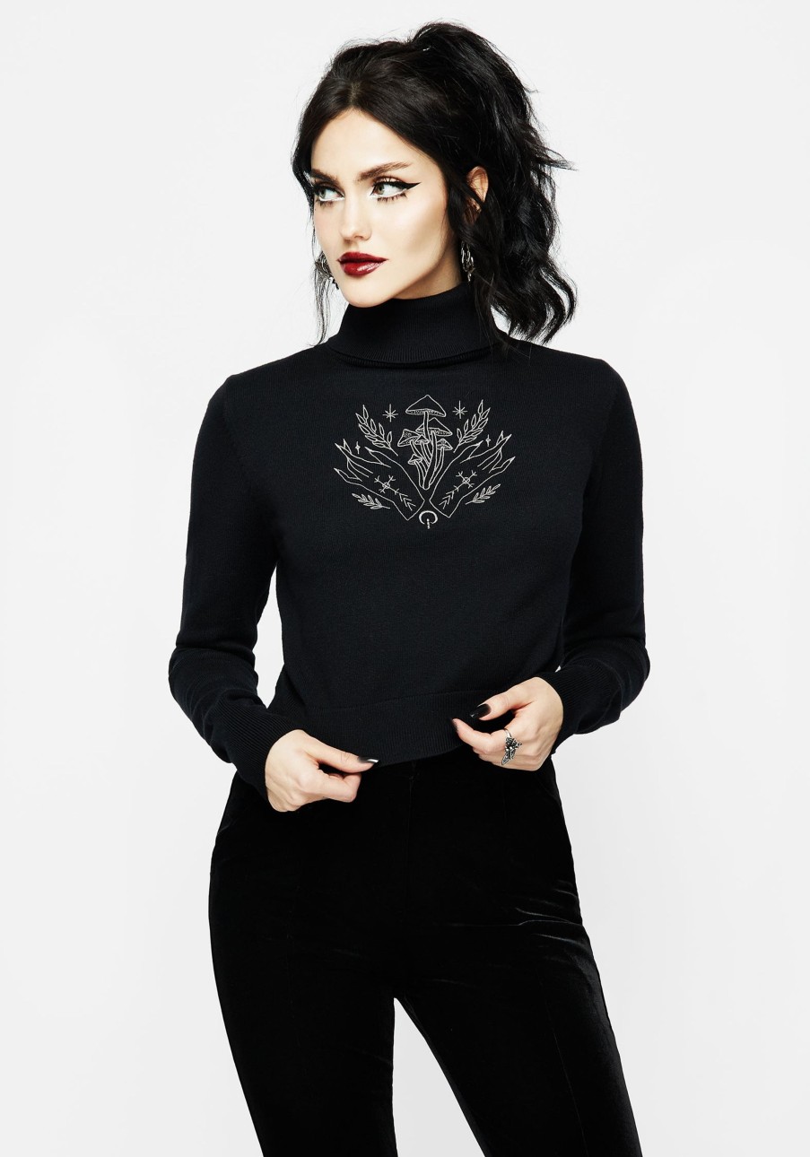 Clothing BET1 | Mystify Embroidered Roll Neck Crop Jumper