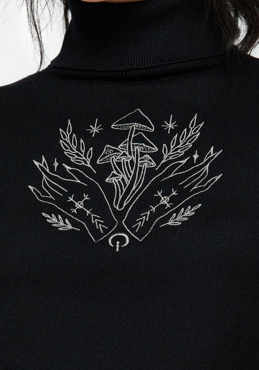 Clothing BET1 | Mystify Embroidered Roll Neck Crop Jumper