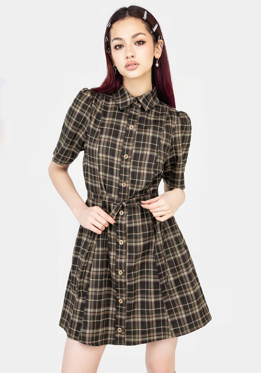 Clothing YUN1 | Beatrice Check Mini Shirt Dress