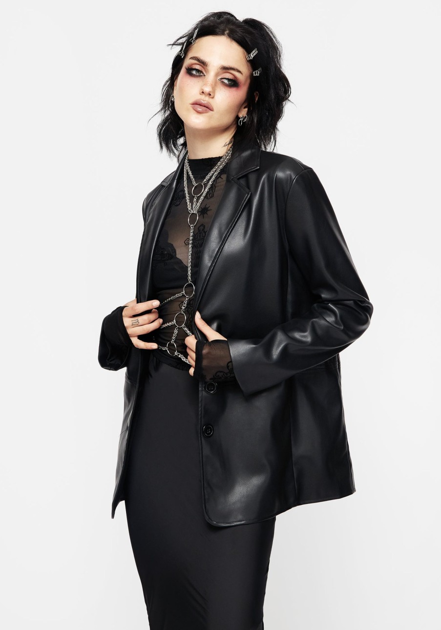 Clothing YUN 1.00 | Oracle Faux Leather Blazer