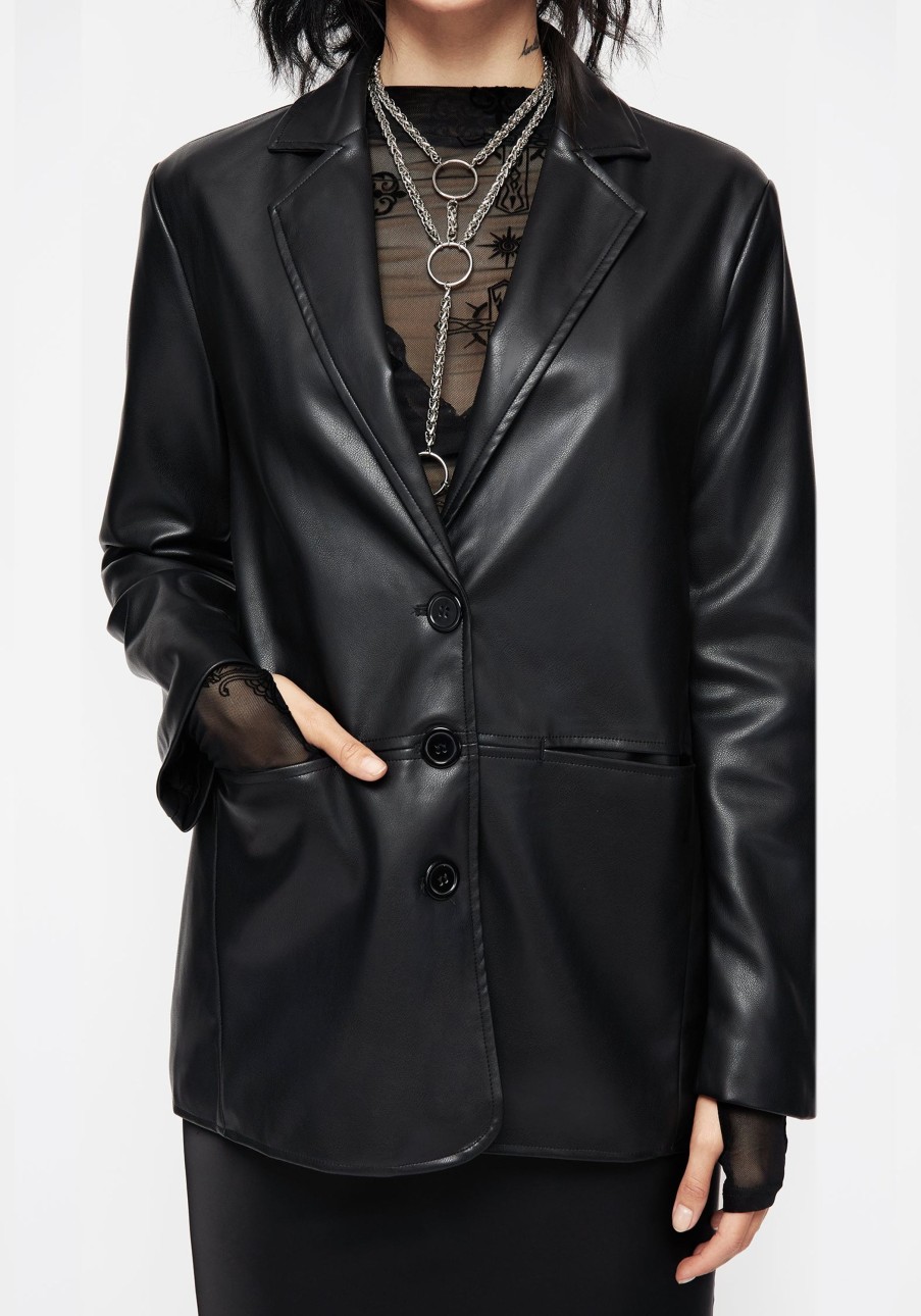 Clothing YUN 1.00 | Oracle Faux Leather Blazer