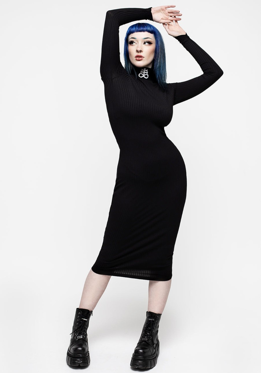 Clothing DDS1 | Leviathan Funnel Neck Rib Midi Dress