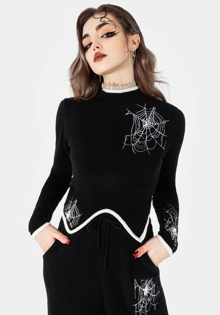 Clothing BET1 | Araneae Embroidered Long Sleeve Knit Jumper