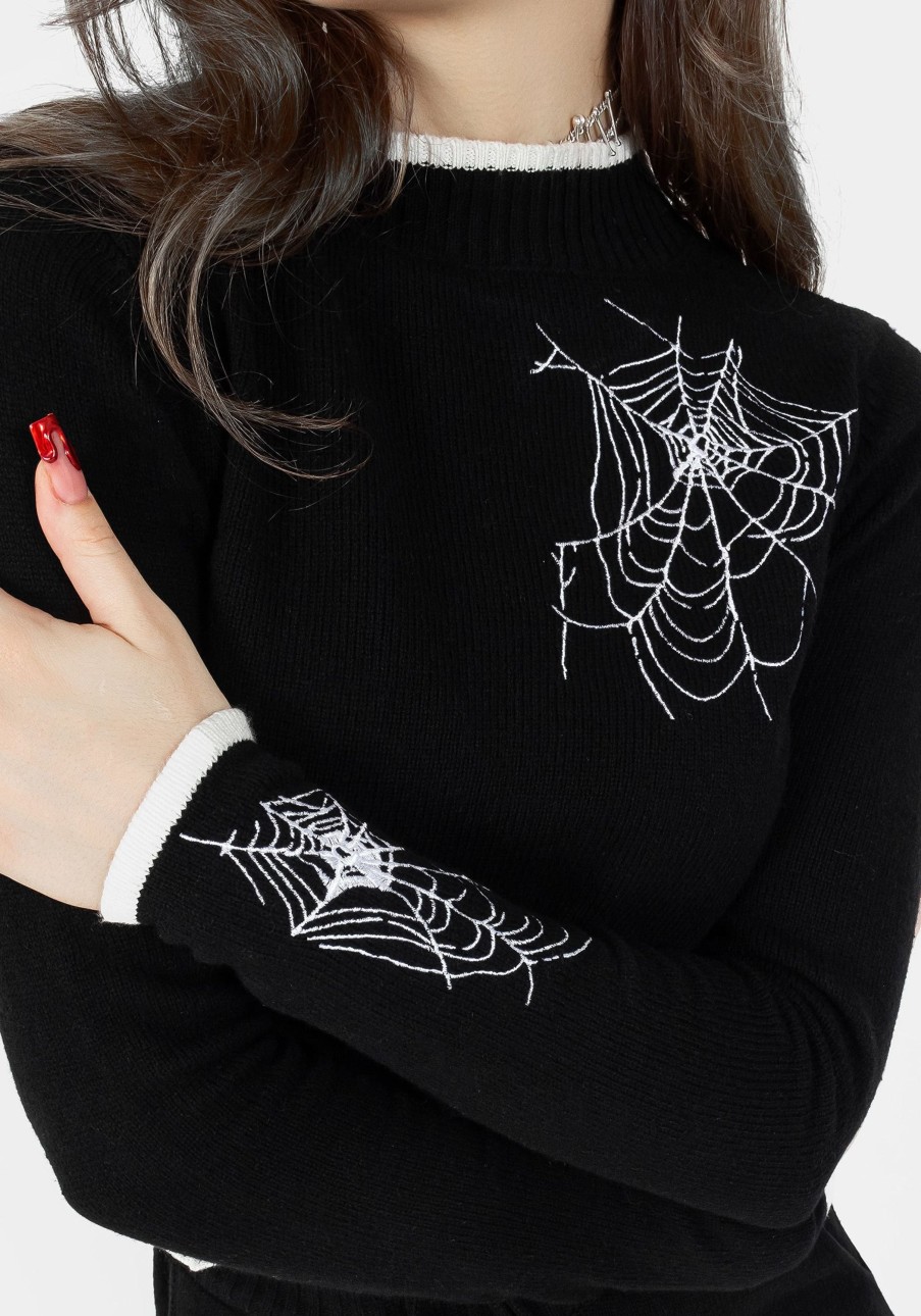 Clothing BET1 | Araneae Embroidered Long Sleeve Knit Jumper