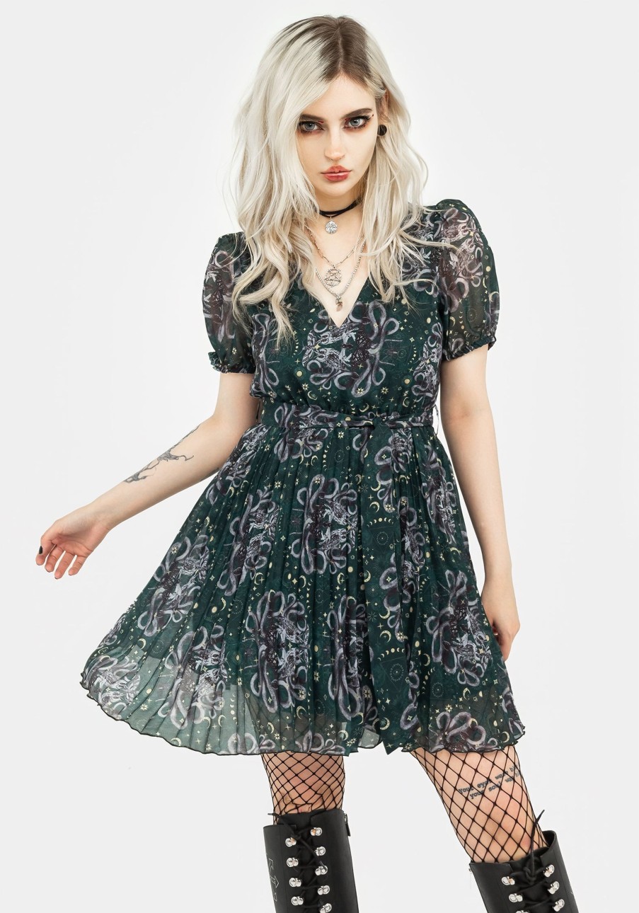 Clothing YUN1 | Cailleach Puff Sleeve Pleated Mini Dress