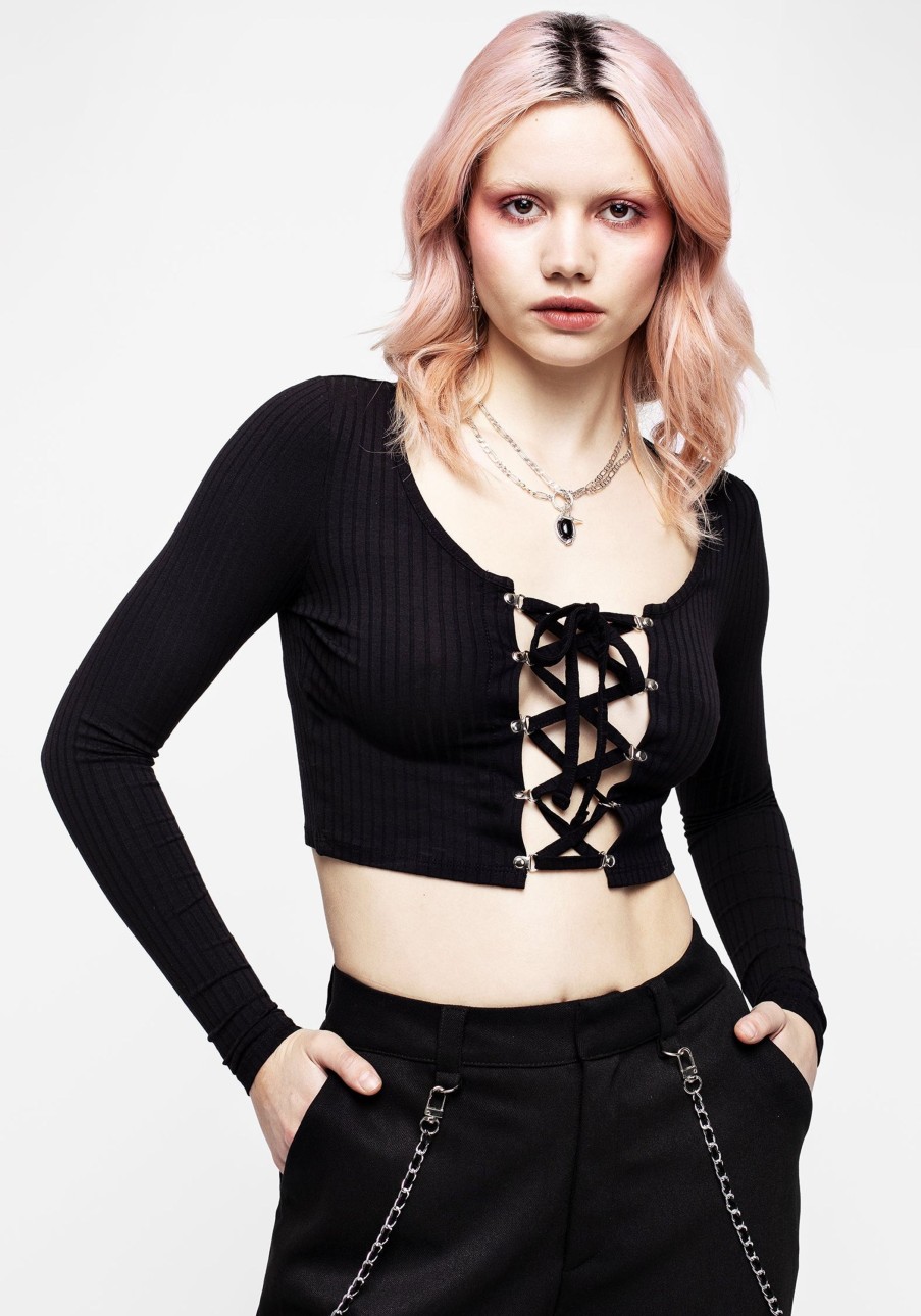 Clothing DDS1 | Daimonion Lace Up Crop Top