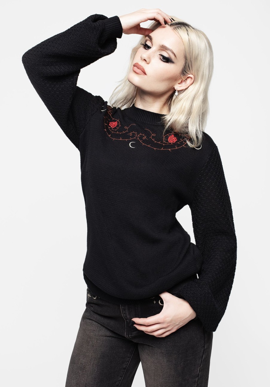 Clothing BET1 | Blush Balloon Sleeve Embroidered Jumper