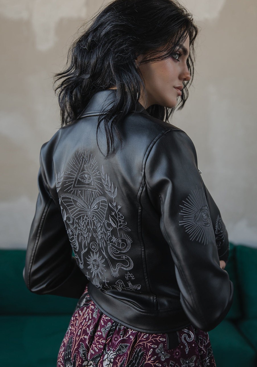 Clothing KYL1 | Elemental Embroidered Faux Leather Jacket