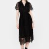 Clothing YUN1 | Martyr Collar Lace Midi Shirt Dress