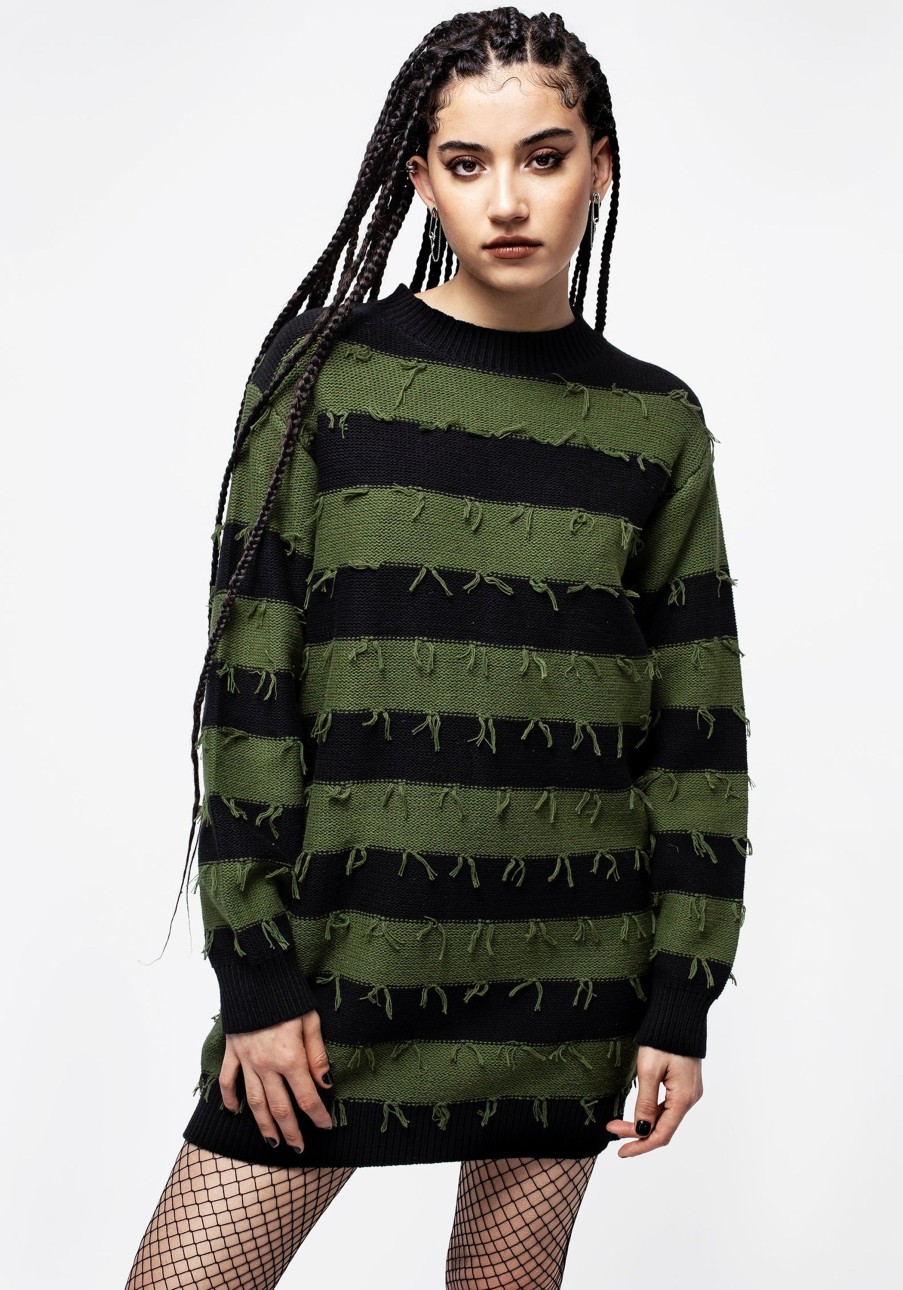 Clothing BET1 | Nancy Stripe Oversized Jumper - Green And Black