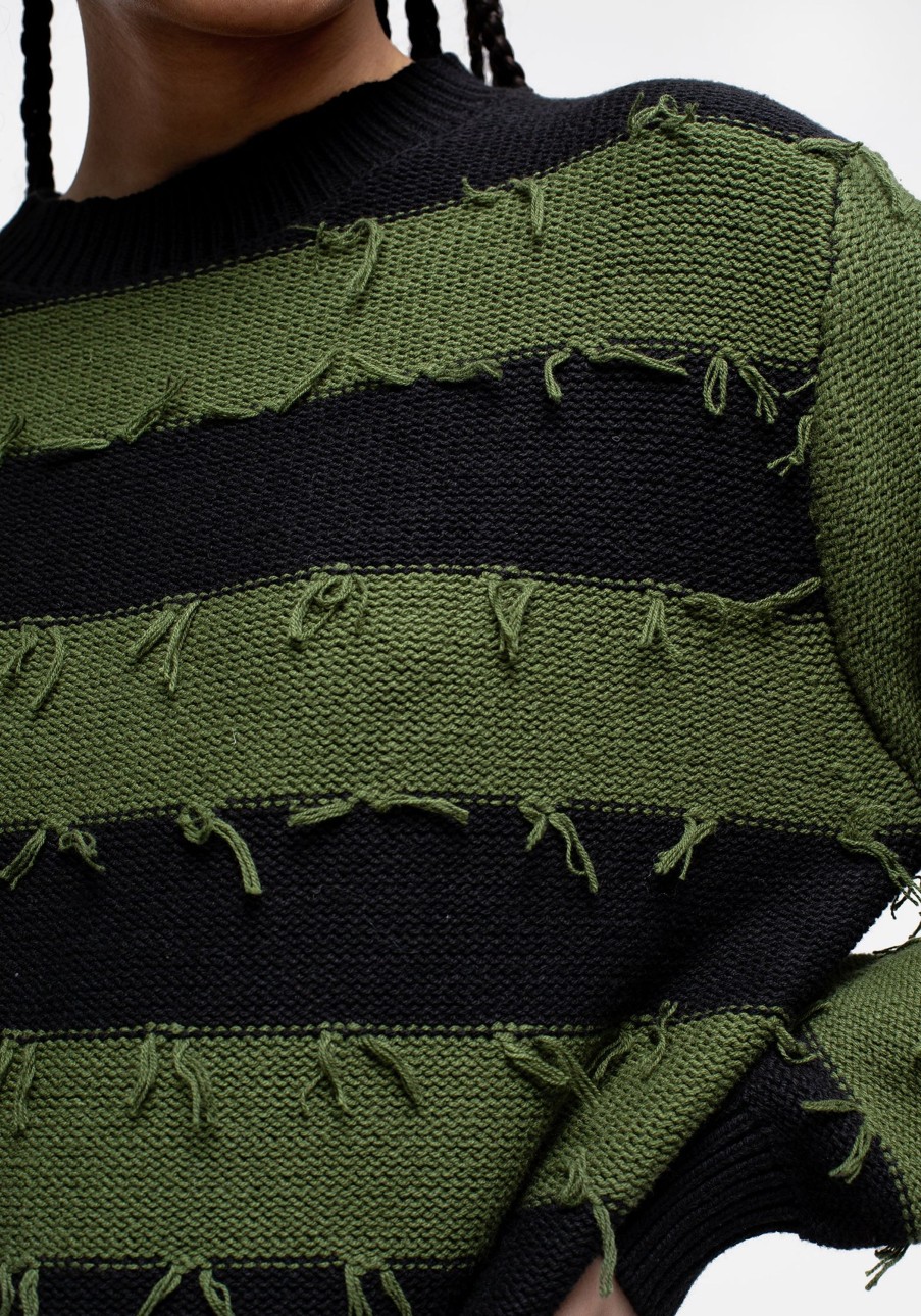 Clothing BET1 | Nancy Stripe Oversized Jumper - Green And Black