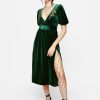 Clothing MET1 | Zarina Velour Applique Midi Wrap Dress