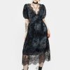 Clothing MET1 | Vice Lace Trim Velour Midi Dress